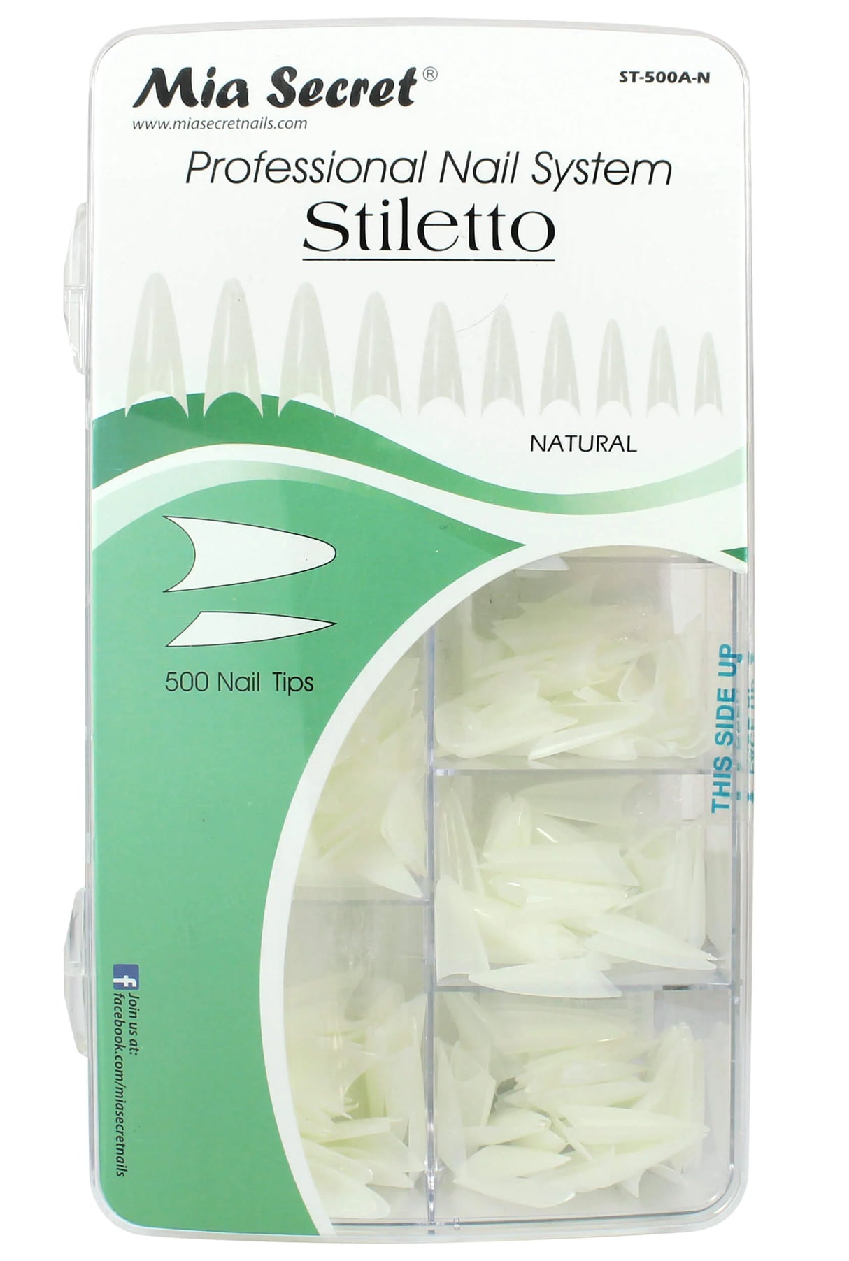 MIA SECRET | GEL TIPS STILETTO NATURAL 500 TIPS