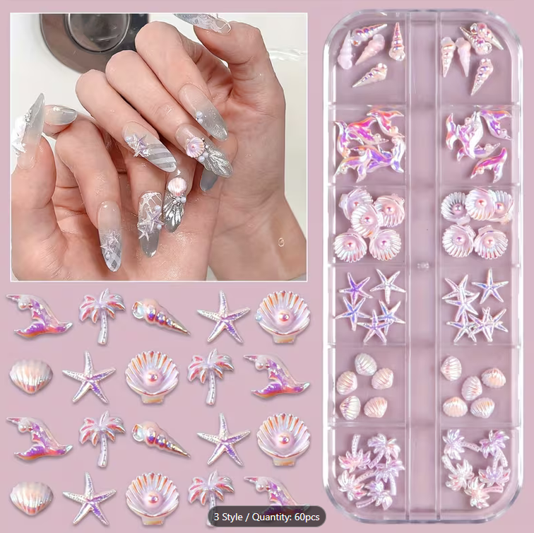 NAIL CHARM | 3D MERMAID SHELL OCEAN 12 GRID