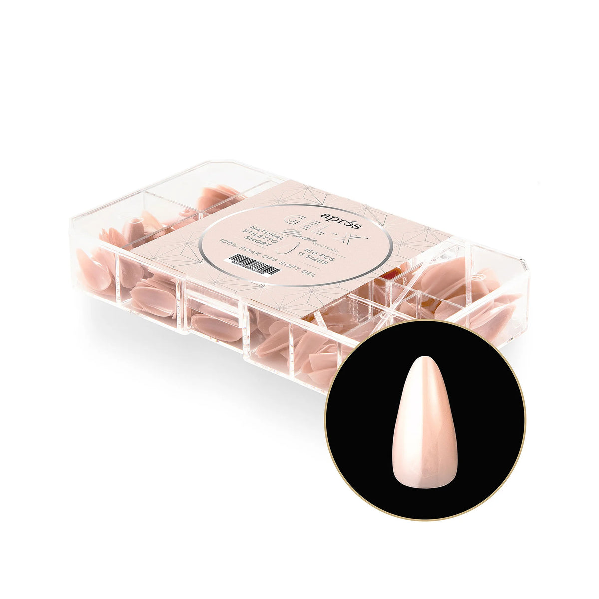 APRES - GEL X NEUTRALS MAISIE NATURAL STILETTO BOX OF TIPS | 150 PCS
