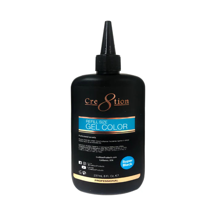 CRE8TION | SOAK OFF GEL - SUPER BLACK (Refill - 8oz)