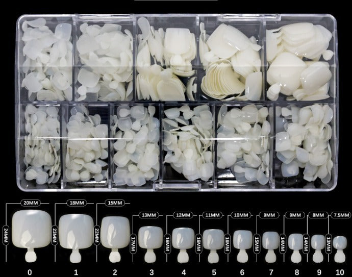TOE TIP BOX | FULL COVER NATURAL - SIZE 0 to 10 (600 PCS)