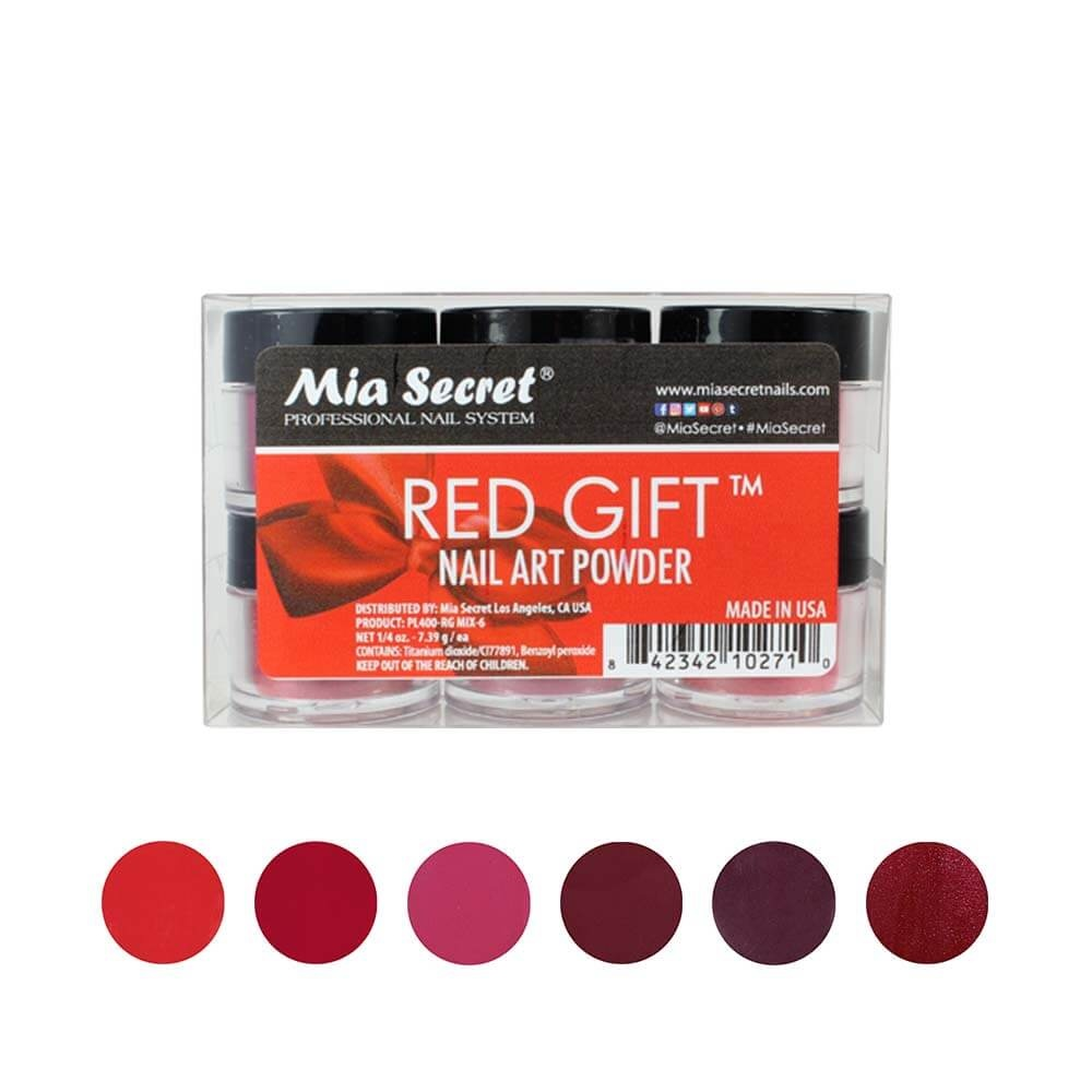 MIA SECRET | RED GIFT ACRYLIC POWDER (1/4 OZ) - 6 PCS