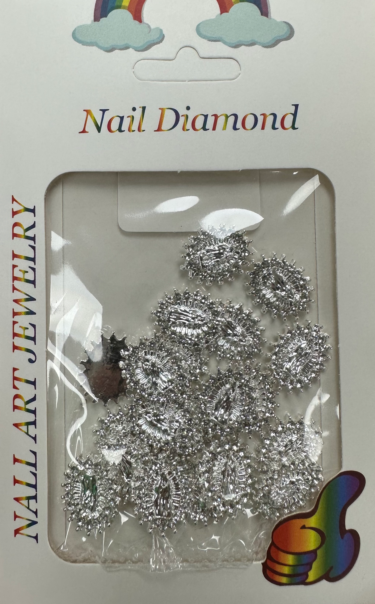 VIRGIN MARY NAIL CHARM SILVER WITH RHINESTONE - BAG OF 10 PCS