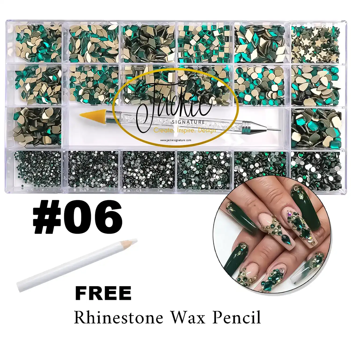 Rhinestone | #6 GREEN | Box of 20 shapes