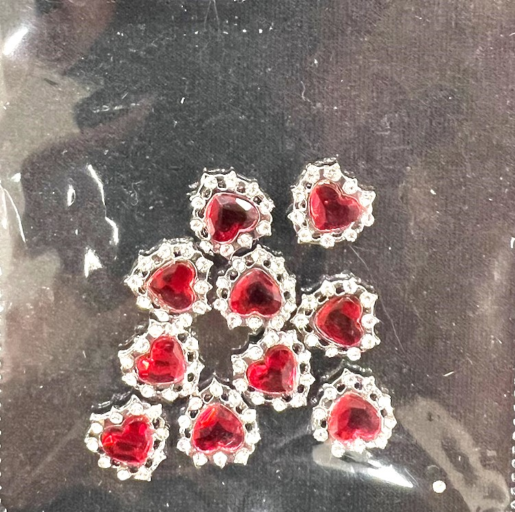 HEART CHARM & RHINESTONE -BAG OF 10