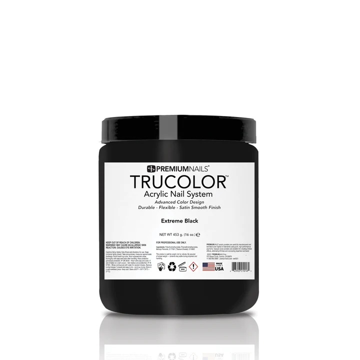 TRUCOLOR | ACRYLIC POWDER - EXTREME BLACK (16 OZ)