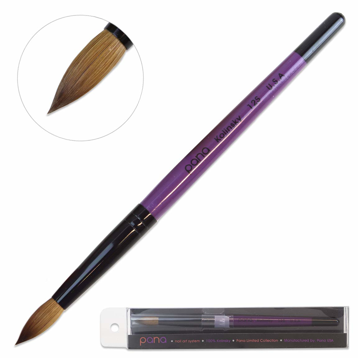 PANA KOLINSKY | PURPLE WOOD ACRYLIC NAIL BRUSH - SIZE 12