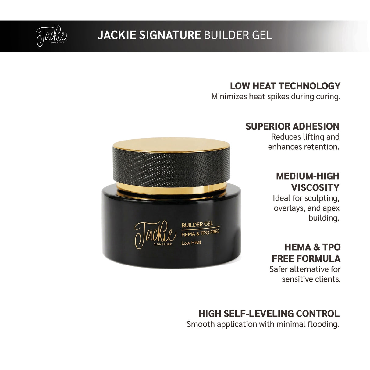 jackie signature builder gel hema tpo free low heat self leveling nail enhancement jar
