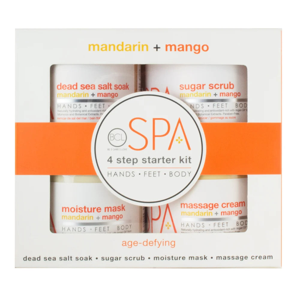 BCL SPA | MANDARIN AND MANGO BRIGHTENING SPA SET – 4-STEP SPA KIT - 16 OZ