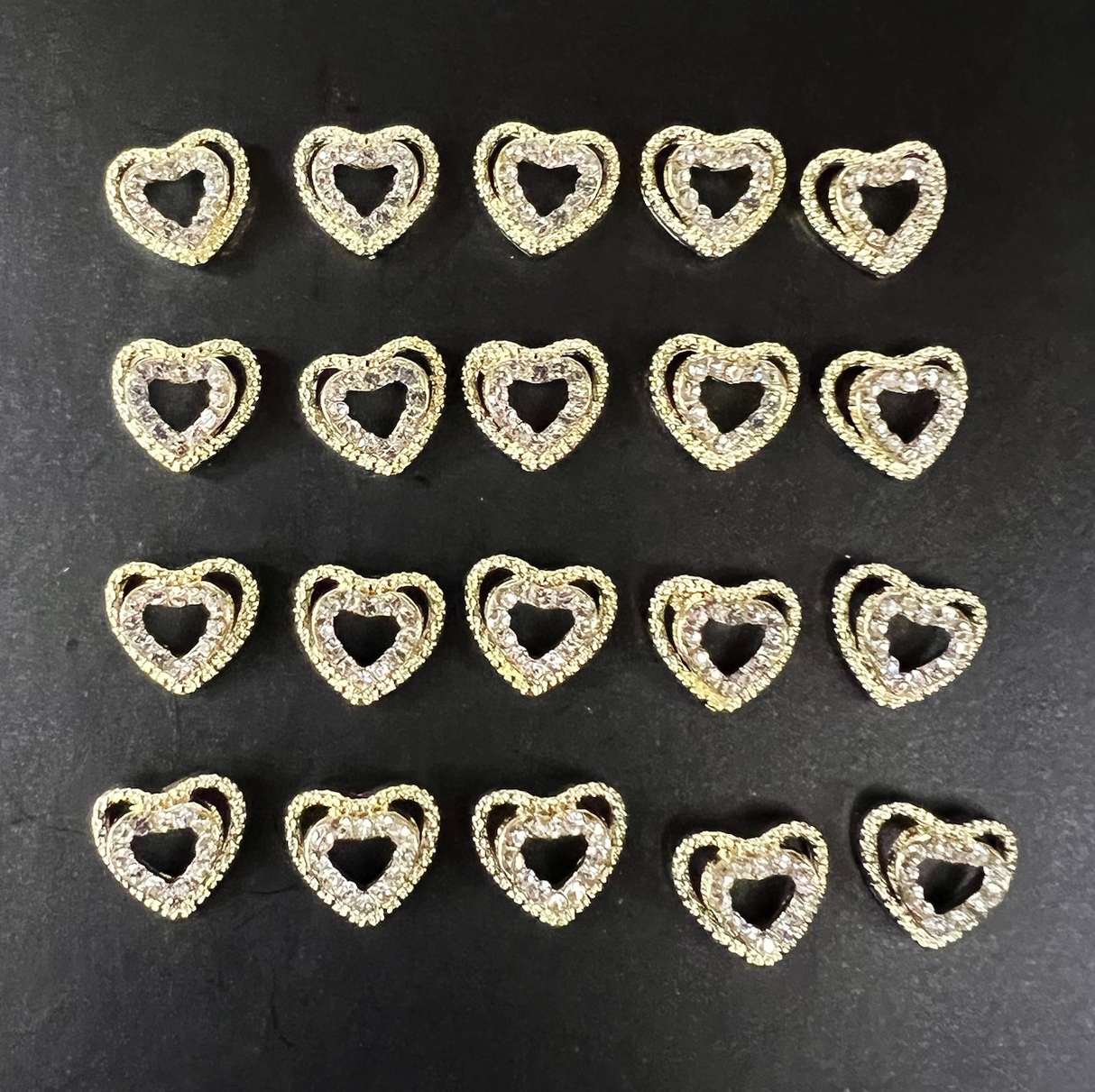 DOUBLE HEART NAIL CHARM | CLEAR - BAG OF 20