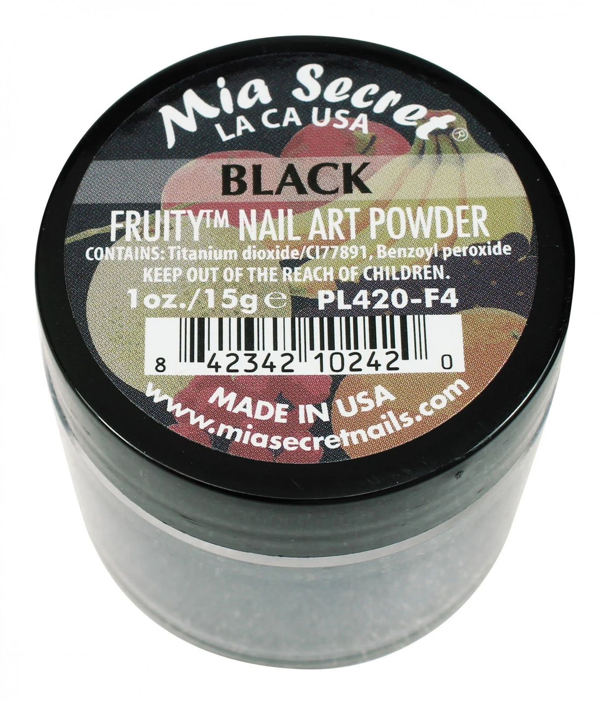 MIA SECRET | BLACK FRUITY ACRYLIC POWDER (1 OZ)