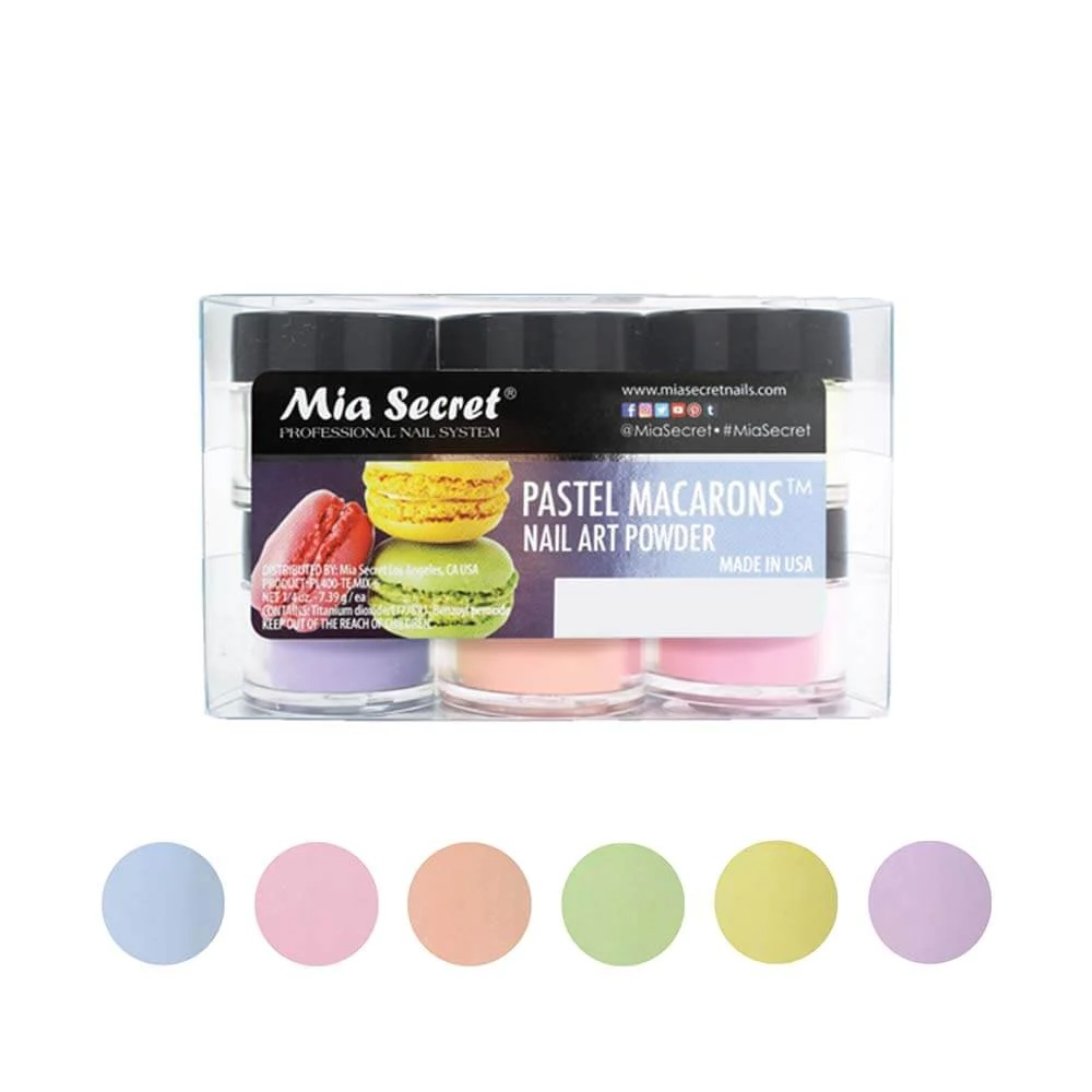 MIA SECRET | PASTEL MACARONS ACRYLIC POWDER (1/4 OZ) - 6 PCS