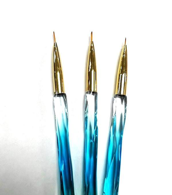 NAIL ART BRUSH SET | GOLD BLUE - 3 PCS