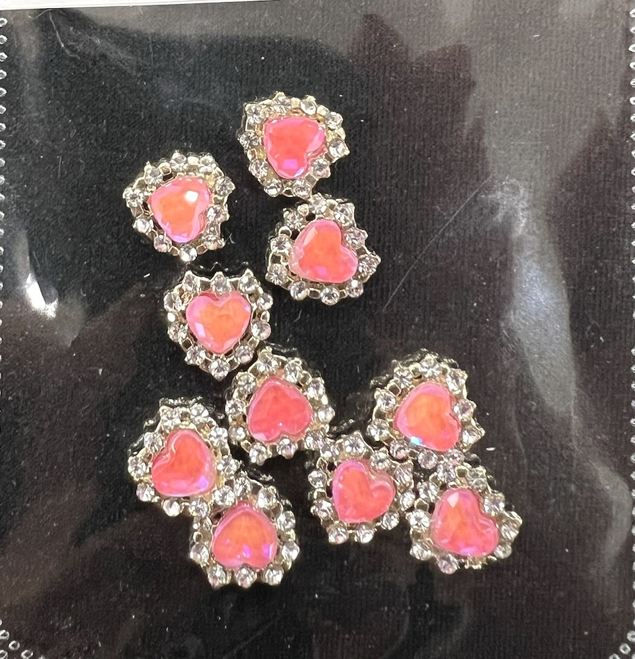 HEART CHARM & RHINESTONE -BAG OF 10