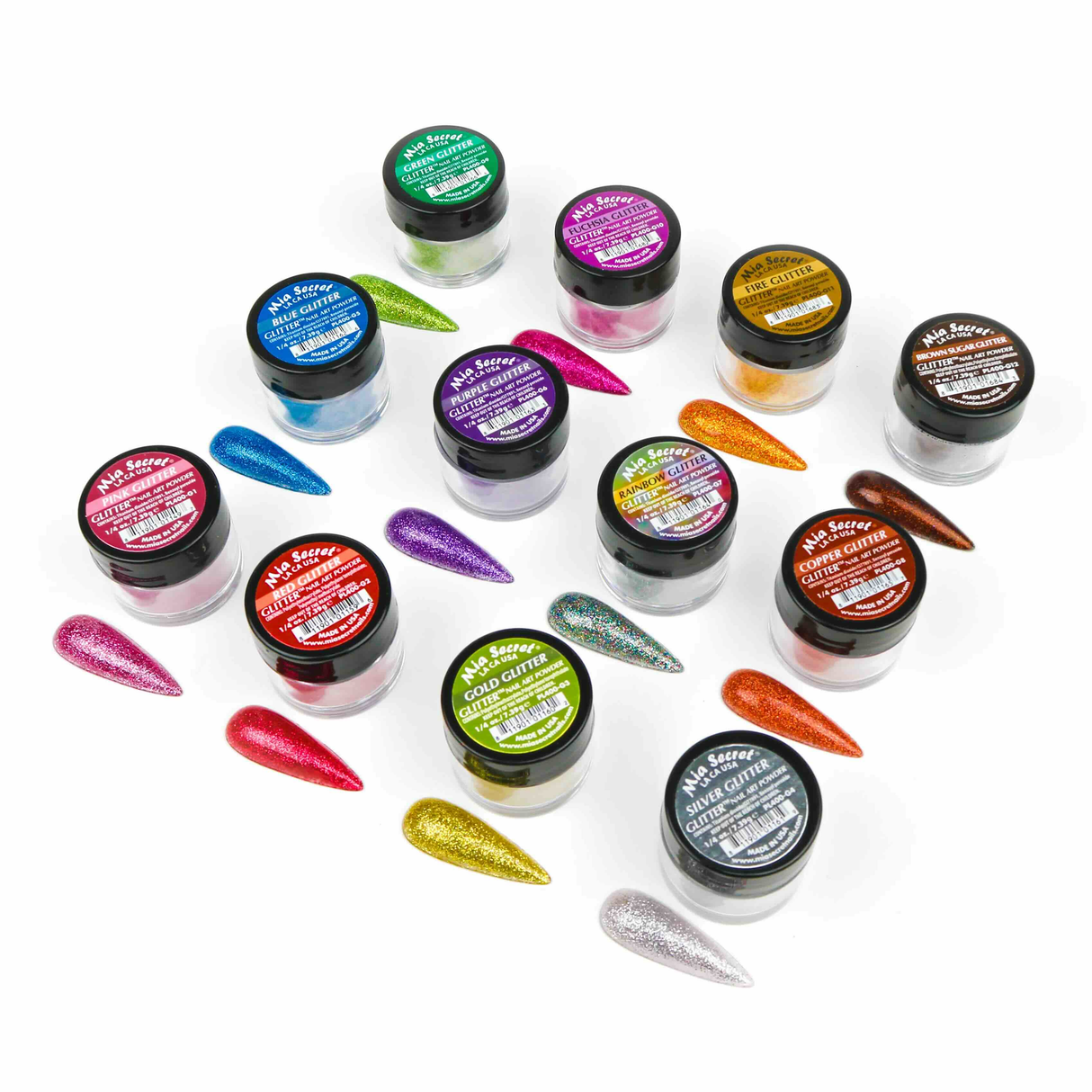 MIA SECRET | GLITTER NAIL ART POWDER (1/4 OZ) - 12 PCS