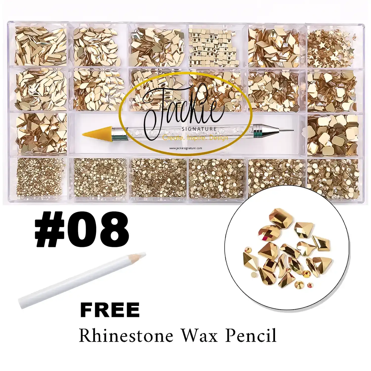 Rhinestone | #8 CHAMPANGE | Box of 20 shapes