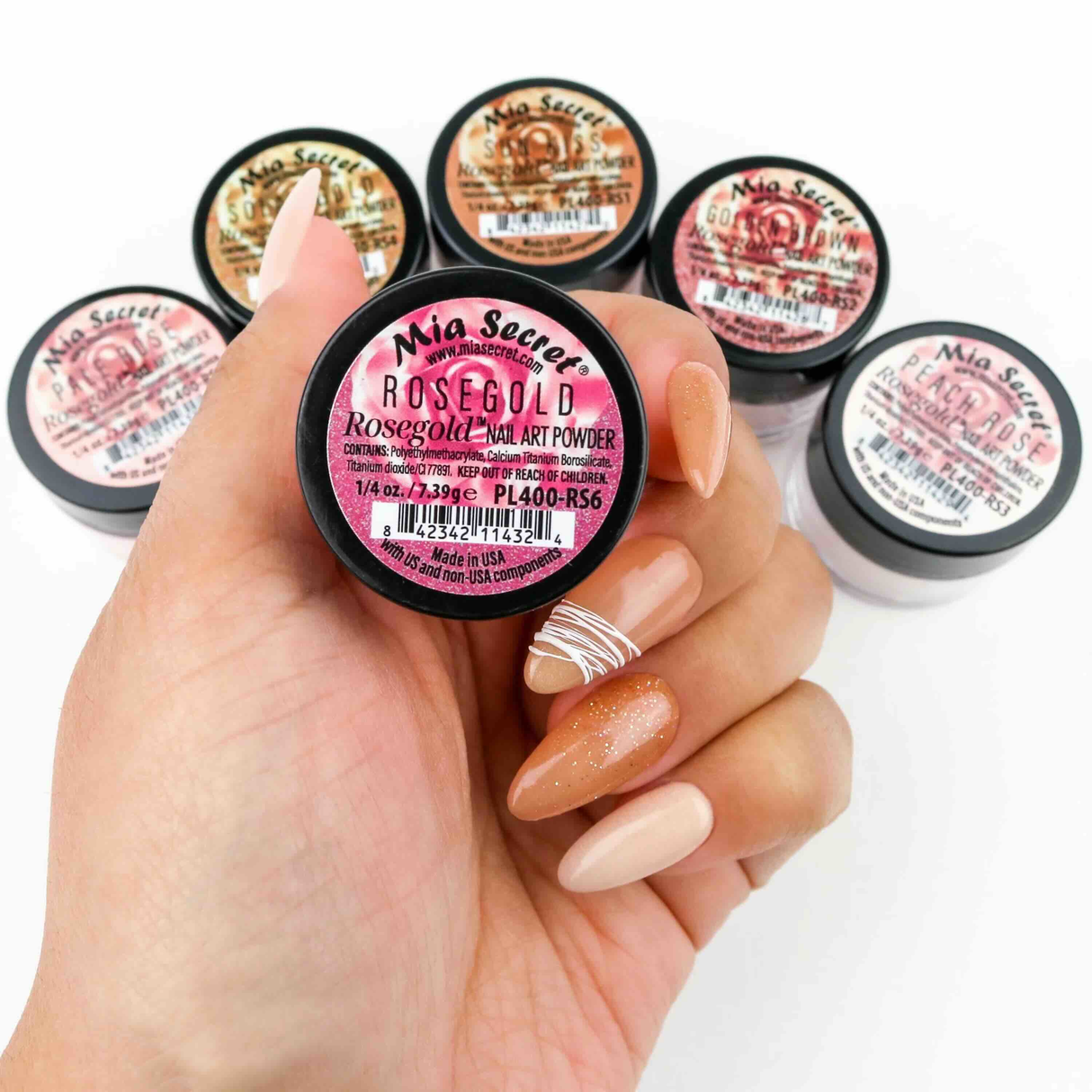 MIA SECRET | ROSE GOLD ACRYLIC POWDER (1/4 OZ) - 6 PCS