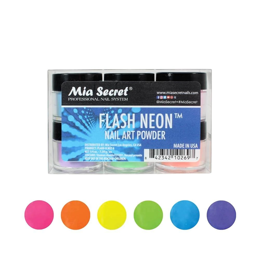 MIA SECRET | FLASH NEON ACRYLIC POWDER (1/4 OZ) - 6 PCS