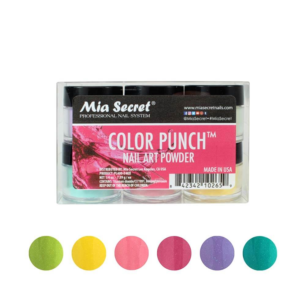 MIA SECRET | COLOR PUNCH ACRYLIC POWDER (1/4 OZ) - 6 PCS