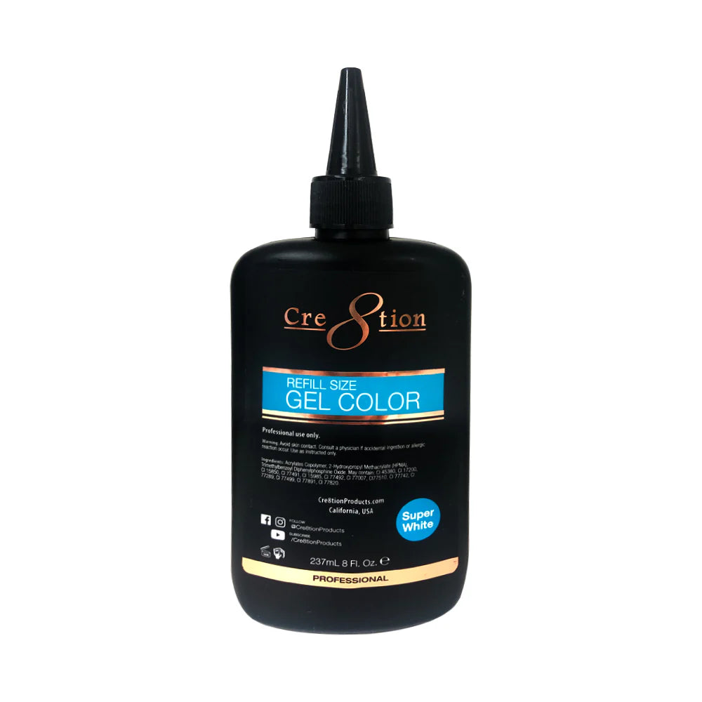 CRE8TION | SOAK OFF GEL - SUPER WHITE (Refill - 8oz)