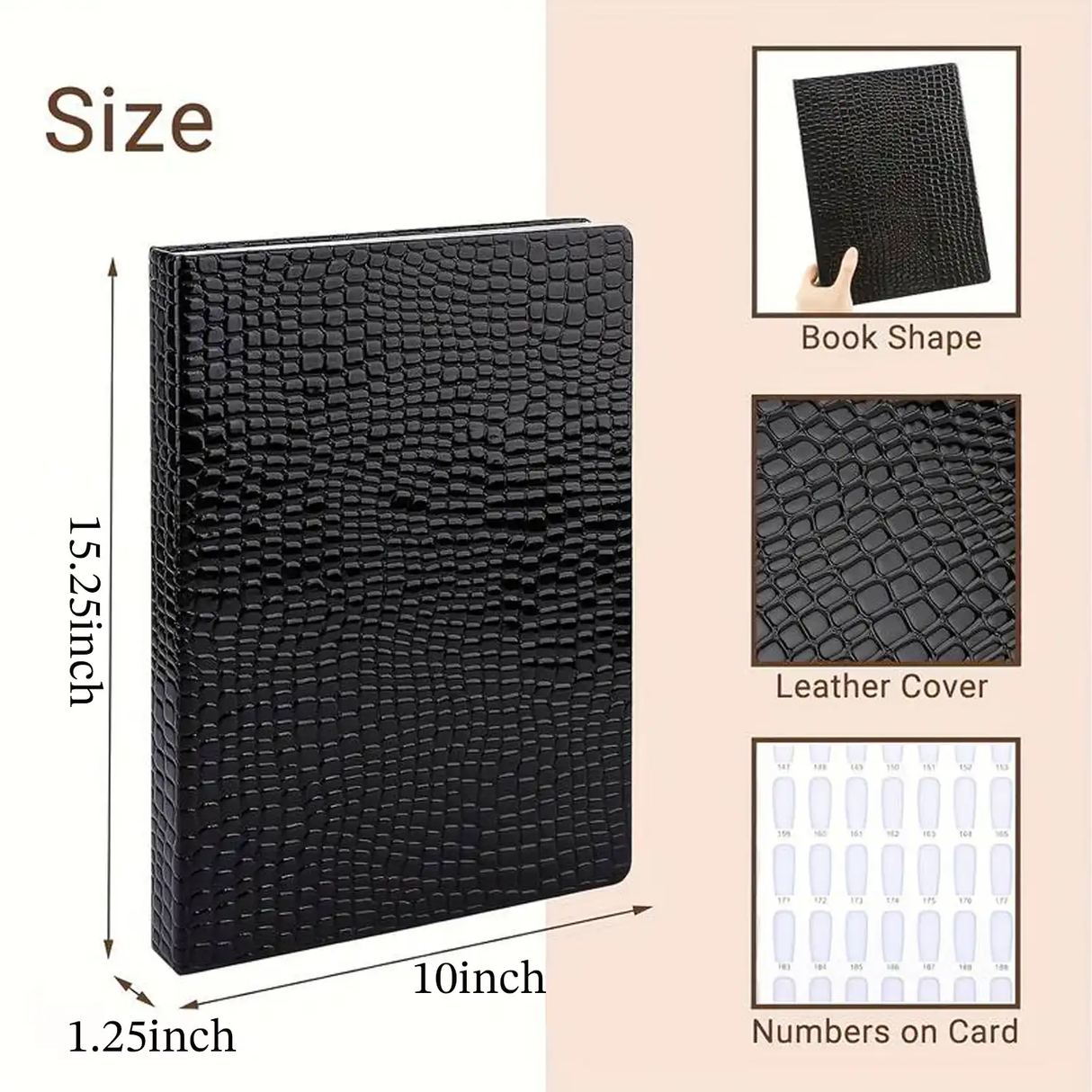 NAIL DISPLAY BOOK - BLACK - 280 Nails