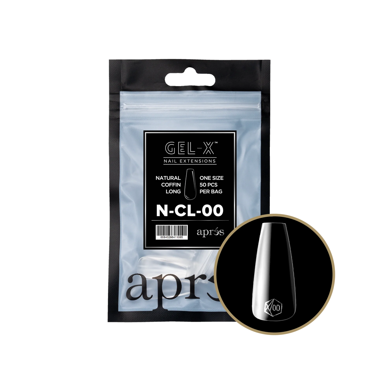 TIPS REFILL BAGS | APRES GEL-X | NATURAL COFFIN LONG (50pcs)