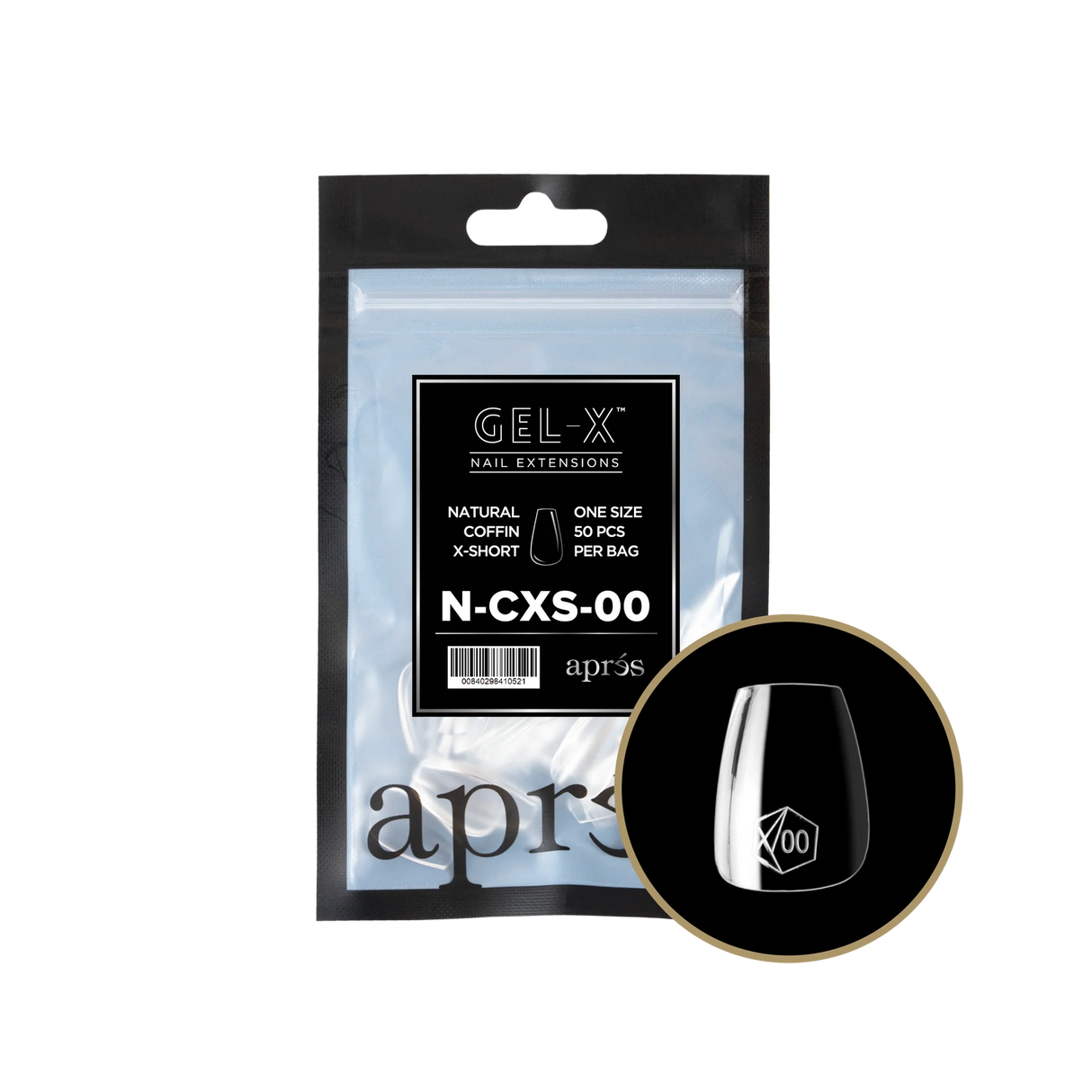 TIPS REFILL BAGS | APRES GEL-X | NATURAL COFFIN X-SHORT (50pcs)
