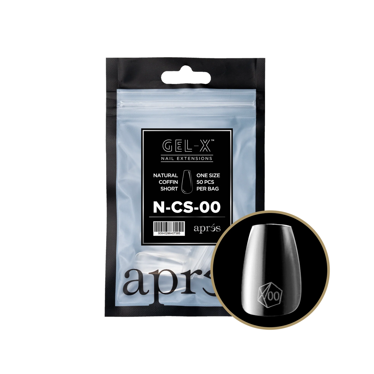 TIPS REFILL BAGS | APRES GEL-X | NATURAL COFFIN SHORT (50pcs)