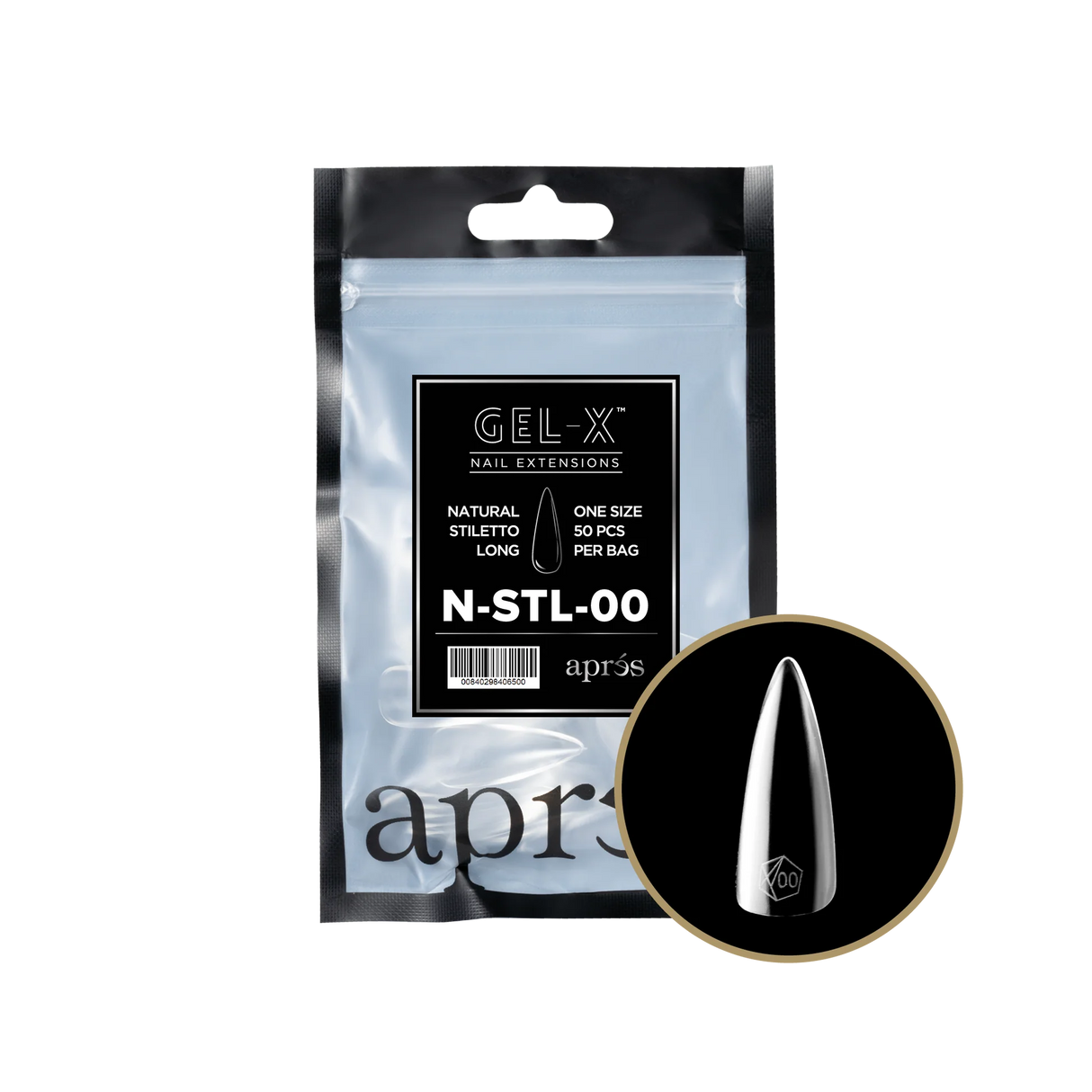 TIPS REFILL BAGS | APRES GEL-X | NATURAL STILETTO LONG (50pcs)