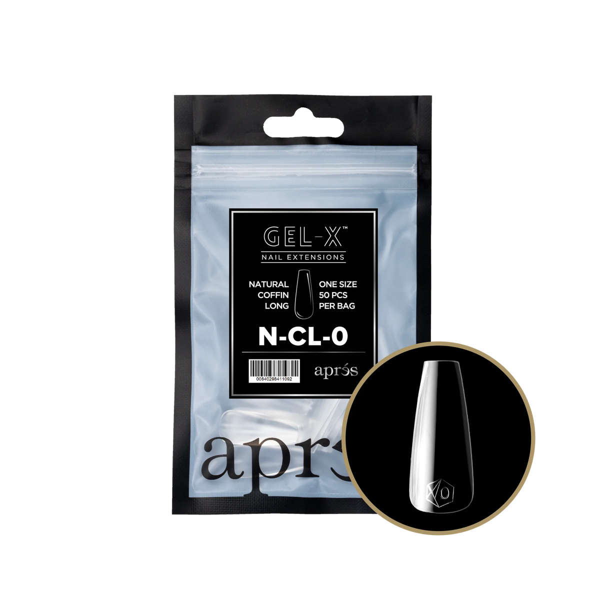 TIPS REFILL BAGS | APRES GEL-X | NATURAL COFFIN LONG (50pcs)