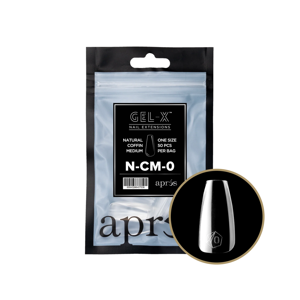 TIPS REFILL BAGS | APRES GEL-X | NATURAL COFFIN MEDIUM (50pcs)