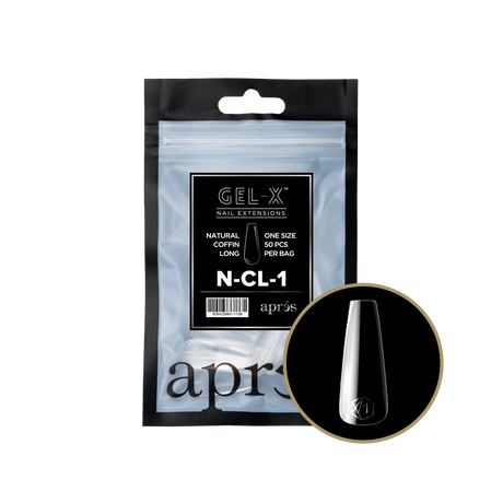 TIPS REFILL BAGS | APRES GEL-X | NATURAL COFFIN LONG (50pcs)