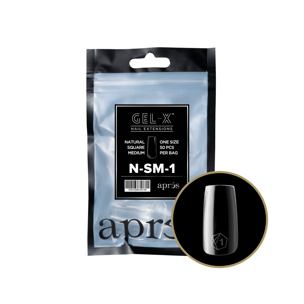 TIPS REFILL BAGS | APRES GEL-X | NATURAL SQUARE MEDIUM (50pcs)
