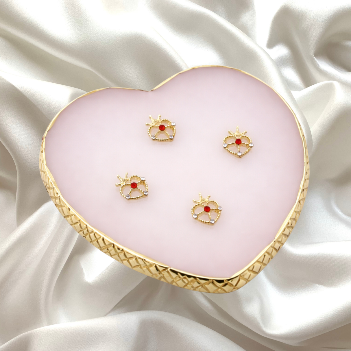 CROWN HEART CHARM - BAG OF 10