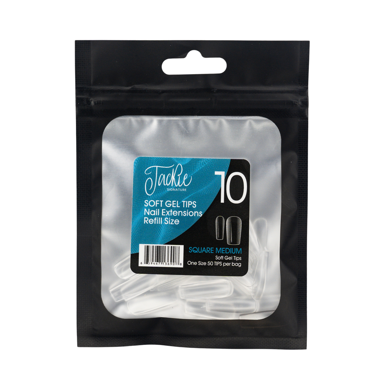 JACKIE SIGNATURE | SOFT GEL TIPS REFILL BAGS - SQUARE MEDIUM (50pcs) #10