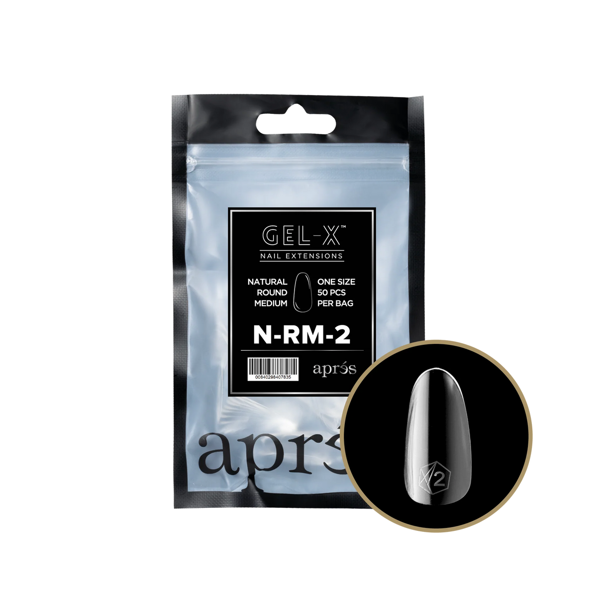 TIPS REFILL BAGS | APRES GEL-X | NATURAL ROUND MEDIUM (50pcs)