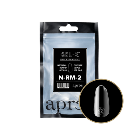TIPS REFILL BAGS | APRES GEL-X | NATURAL ROUND MEDIUM (50pcs)