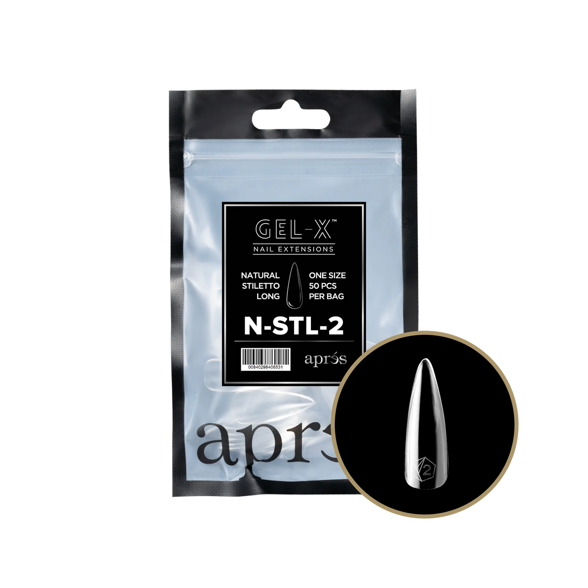 TIPS REFILL BAGS | APRES GEL-X | NATURAL STILETTO LONG (50pcs)