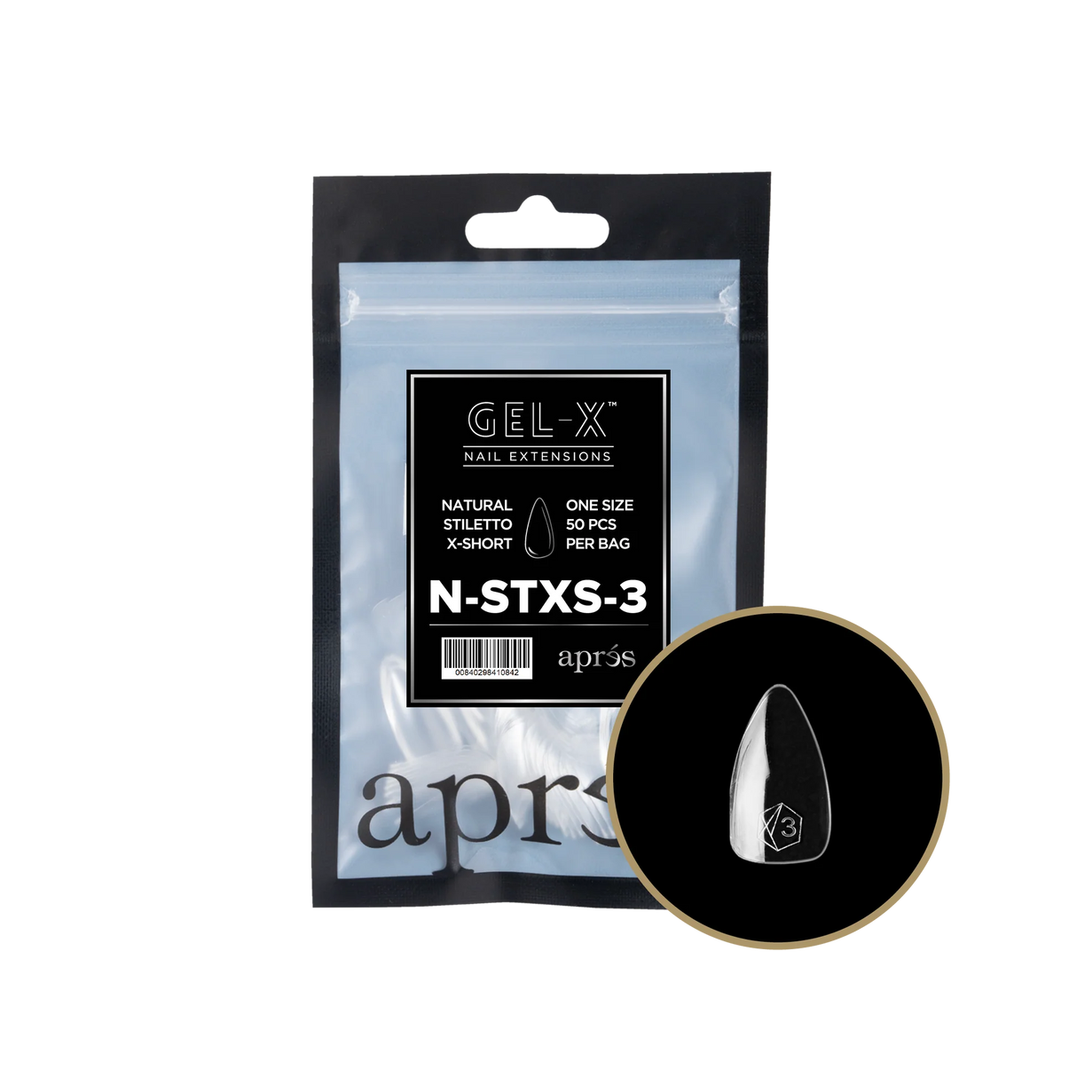 TIPS REFILL BAGS | APRES GEL-X | NATURAL STILETTO X-SHORT (50pcs)