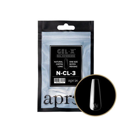 TIPS REFILL BAGS | APRES GEL-X | NATURAL COFFIN LONG (50pcs)