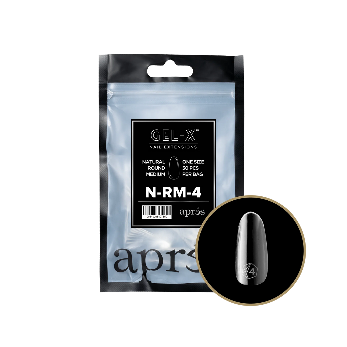 TIPS REFILL BAGS | APRES GEL-X | NATURAL ROUND MEDIUM (50pcs)