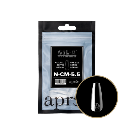 TIPS REFILL BAGS | APRES GEL-X | NATURAL COFFIN MEDIUM (50pcs)