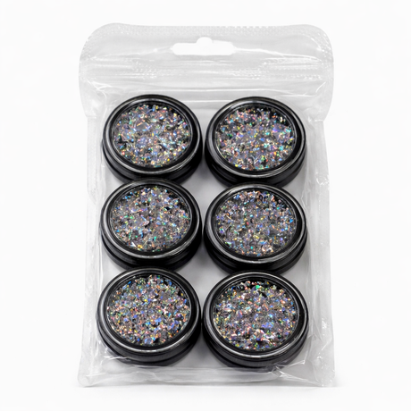 CHROME FLAKE DESIGN - 6 JARS