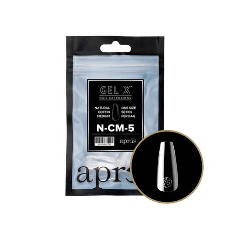 TIPS REFILL BAGS | APRES GEL-X | NATURAL COFFIN MEDIUM (50pcs)
