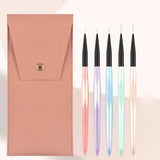 NAIL ART BRUSH SET |  WITH LEATHER HOLDER