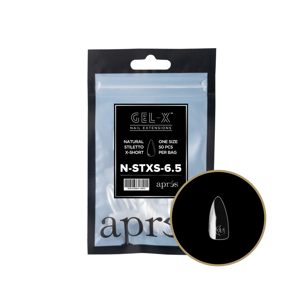 TIPS REFILL BAGS | APRES GEL-X | NATURAL STILETTO X-SHORT (50pcs)