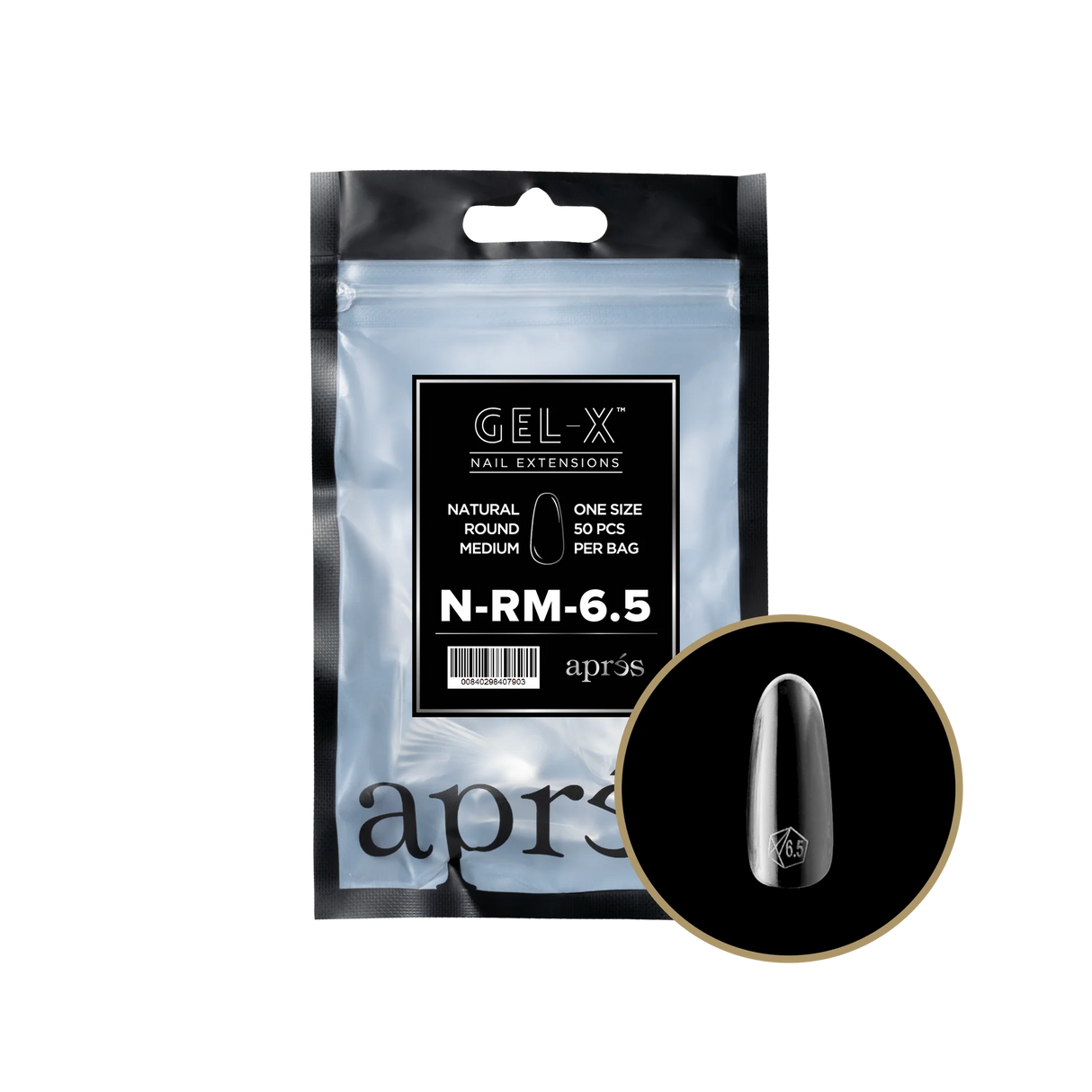 TIPS REFILL BAGS | APRES GEL-X | NATURAL ROUND MEDIUM (50pcs)