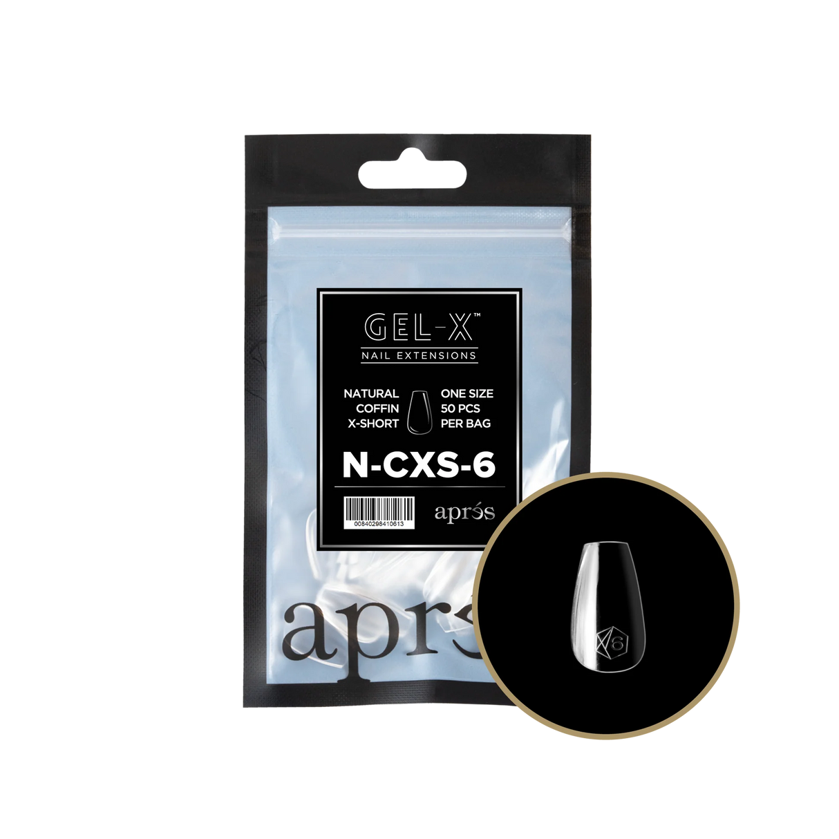 TIPS REFILL BAGS | APRES GEL-X | NATURAL COFFIN X-SHORT (50pcs)