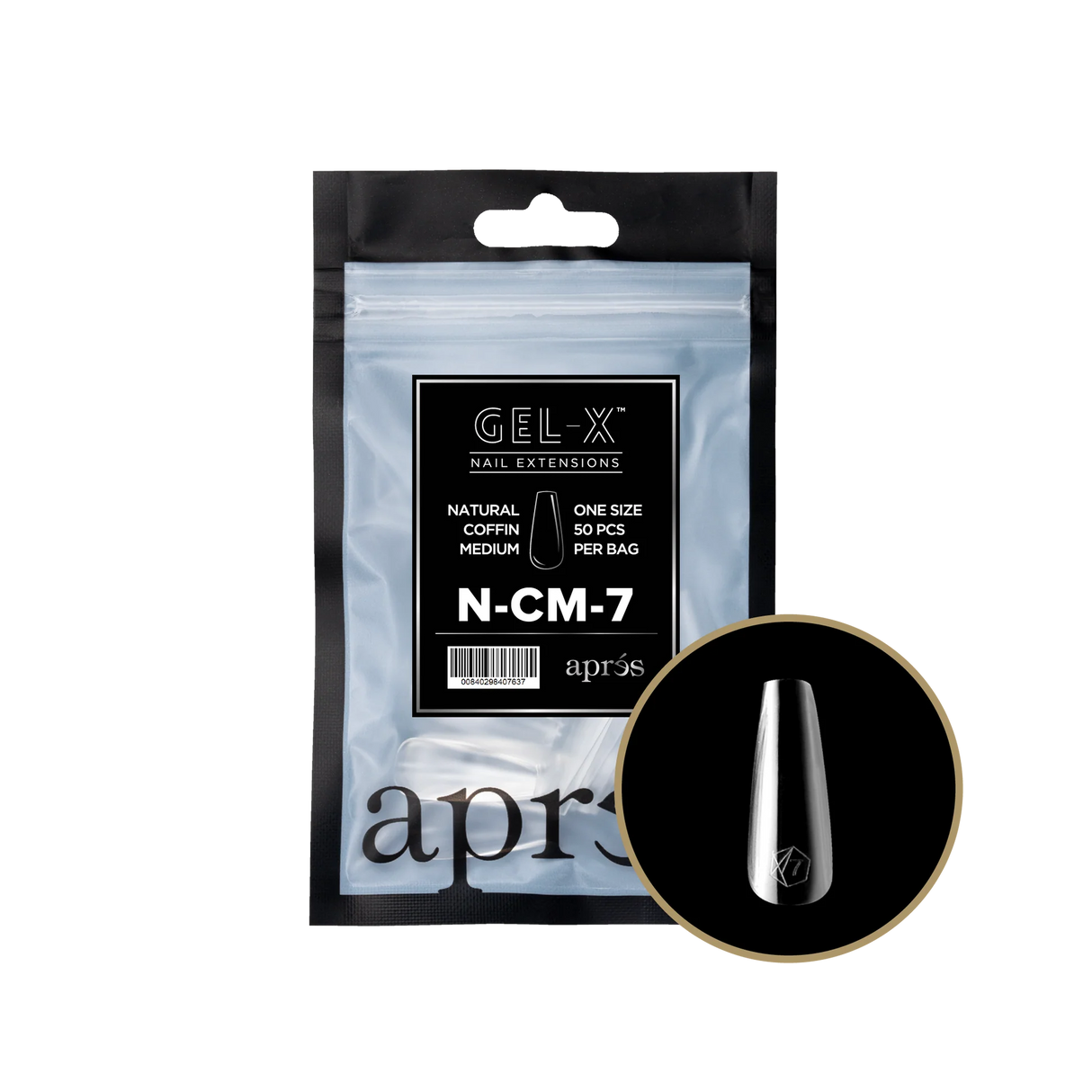 TIPS REFILL BAGS | APRES GEL-X | NATURAL COFFIN MEDIUM (50pcs)