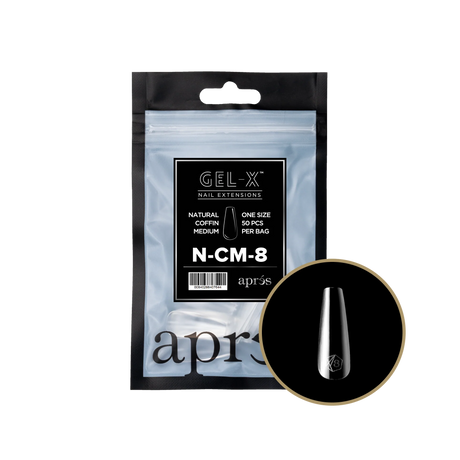 TIPS REFILL BAGS | APRES GEL-X | NATURAL COFFIN MEDIUM (50pcs)